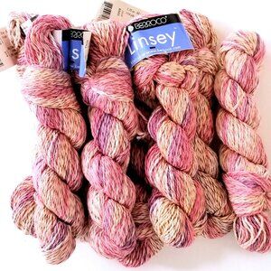 LOT 8 Berroco Linsey Cotton Linen Blend Yarn 6503 Oak Bluffs Pink Cream 912 yds